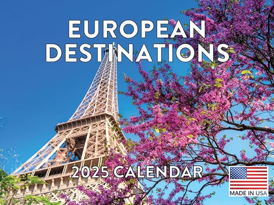 Europe Calendar 2025 European Destinations Travel Monthly Wall Calender 12 Month | American Made In The USA