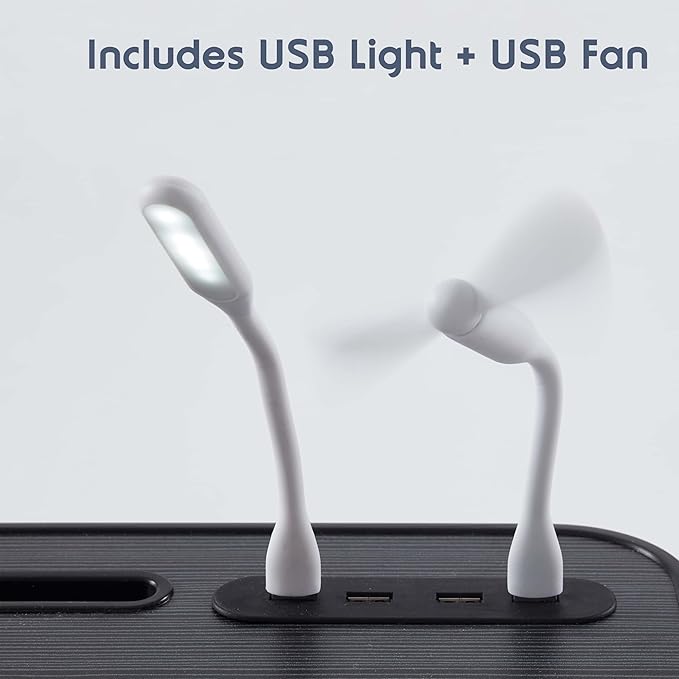 Nestl Lap Desk for Laptop - Foldable Laptop Desk for Bed and Couch, Portable and Lightweight Laptop Stand for Bed Breakfast, Working, Reading, and Writing, Lap Table with USB Ports, Small Laptop Tray