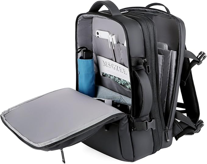 Travel Backpack for Women, Business Anti Theft Water Resistant Durable Scalable Laptop Backpack with USB Charging Port, 17 Inch Computer Bag Rucksack Casual Daypacks, Gifts for Men & Women, Black