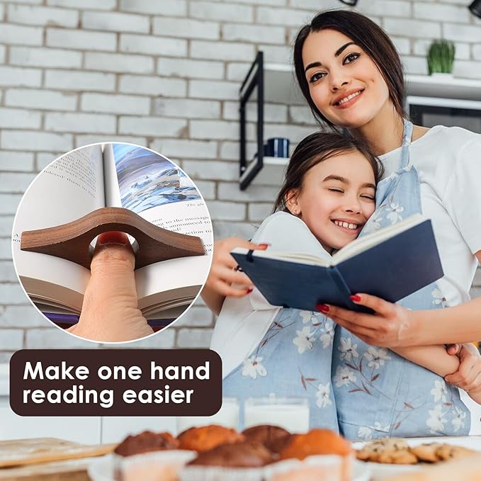 Book Weight Page Holder Wooden Thumb Book Open Holder for Men Women Weighted Bookmarks Corner Reading Book Accessories Christmas Gift Writer Reader (Bookmark+Thumb Page Holder-Coffee)