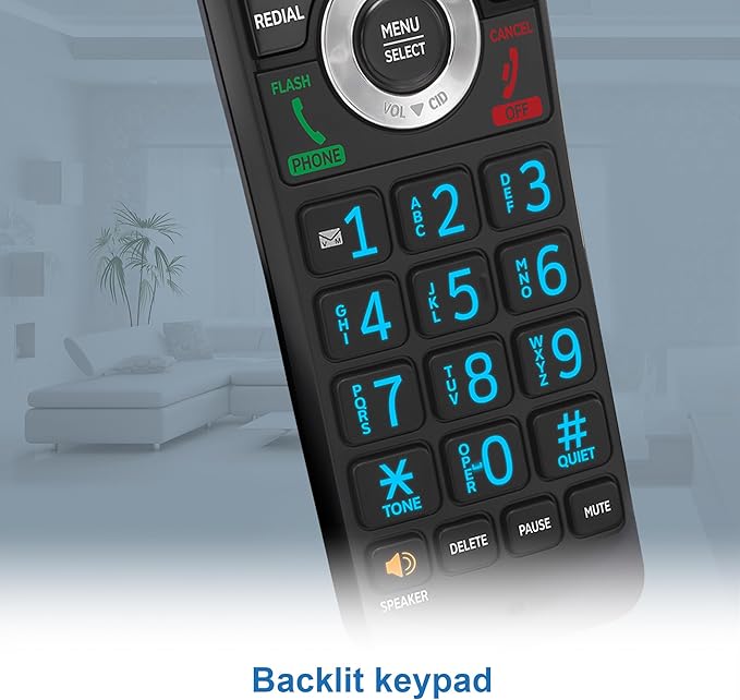 AT&T GL2101-1M DECT 6.0 Cordless Home Phone with Call Block, Caller ID, Full-Duplex Handset Speakerphone, 2" White Backlit Display, Lighted Keypad (Marble)