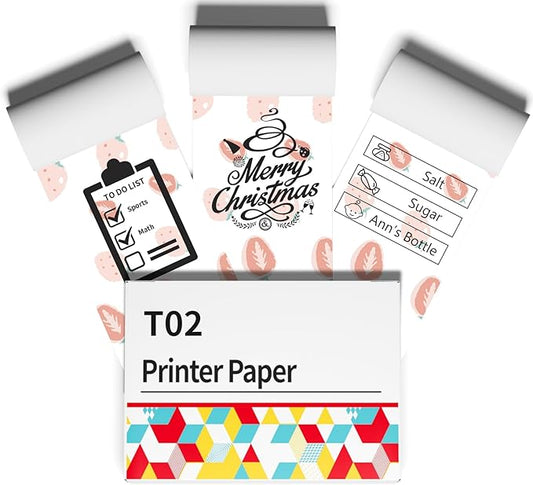 Strawberry Stickers for T02 Mini Printer - Strawberry Sticker Paper Works with T02/M02X/M02L Sticker Printer, Last for 10 Years, Ideal for Journal Photo Study Note, 50mmx3.5m, 3 Rolls