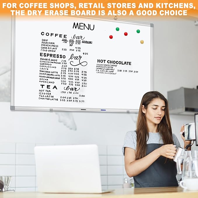 H-Qprobd Dry Erase Board for Wall 72"x40" Aluminum Presentation Magnetic Whiteboard with Long Pen Tray, Wall-Mounted White Board for School, Office and Home