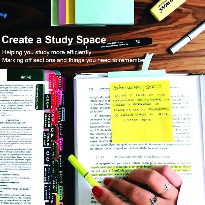 Sticky Notes 3x3, Self-Stick Notes, 8 Pads, 100 Sheets/Pad, Assorted Colors Stickies, Easy to Post Notes for Study, Works, Daily Life (8)