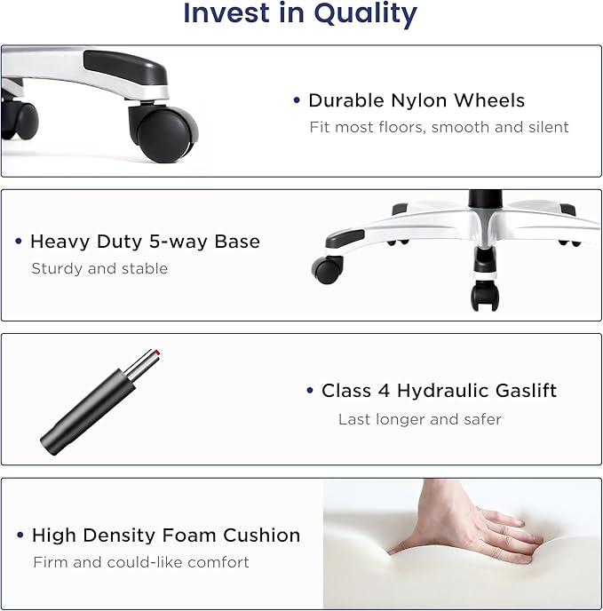 Nouhaus Ergonomic Office Chair Premium Microfiber Leather Adjustable Lumbar Support & Armrests, High Back Comfy Desk Gaming Chairs Executive Computer Swivel Chair Tilt Function(Posture,Black)