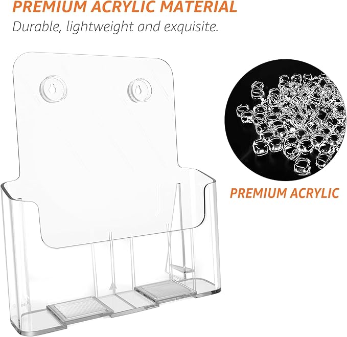 KTRIO Acrylic Brochure Holder 8.5 x 11 inch, Plastic Acrylic Literature Holders Clear Flyer Holder Rack Card Holder, Magazine, Pamphlet, Booklet Display Stand Trifold Holder Desk or Wall Mount 4 Pack