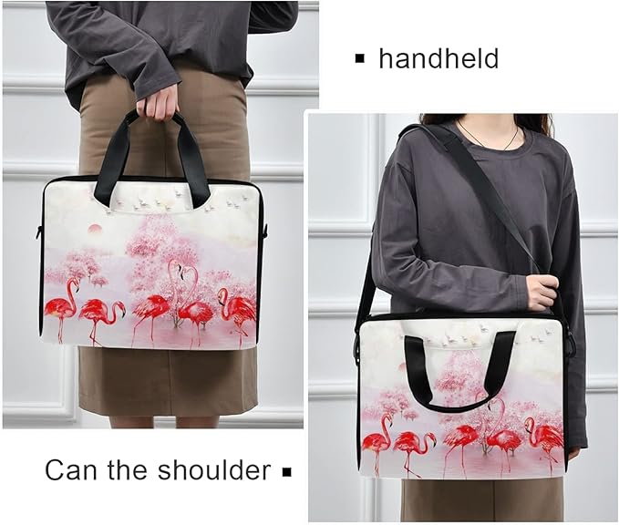 Pink Flamingo Landscape Laptop Messenger Bag Case Sleeve Briefcase for Men Women