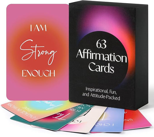 Affirmation Cards for Women, 63 Unique Positive Affirmation Cards, Daily Affirmations for Inspiration, Mindfulness, & Self-Care Gifts for Women
