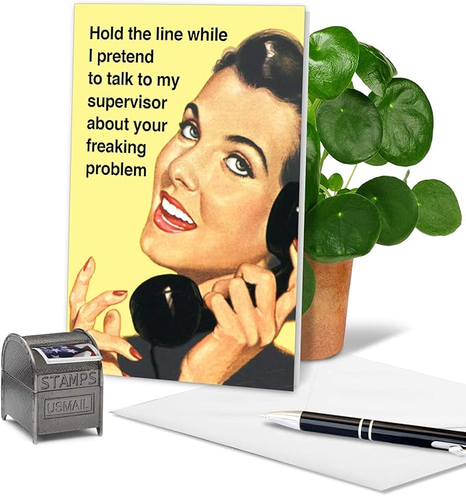 NobleWorks - Funny Work Anniversary Card with Envelope - Adult Greeting Card for Business Coworker, Woman Employees - Your Freaking Problem C4144ANG-WA