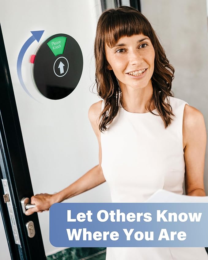 Out Of Office Sign for Door, 6 Options Status Private Sign, In a Meeting, Do Not Disturb, Working Remotely, In Out Sign Available and Away