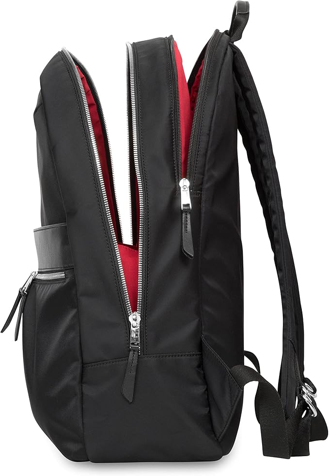 KNOMO Beaufort 15.6" Laptop Backpack Work Bag Purse Large Travel Rucksack with Silver Zip, Black
