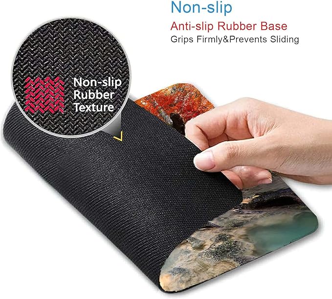 Deep Forest Waterfall Mouse Pad,Non-Slip Rubber Base Wireless Gaming MousePads for Computers Laptop Office,Cute Mouse Pads with Designs for Women