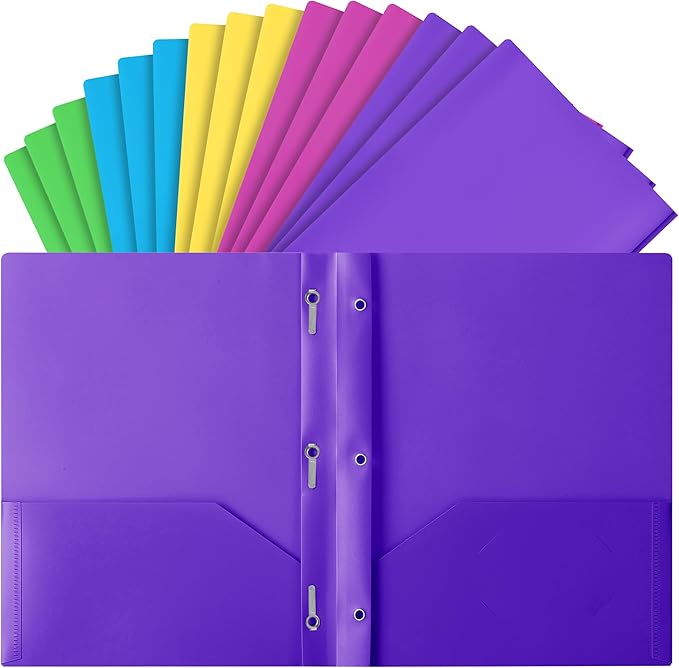 Mr. Pen- Plastic Folders with Pockets and Prongs, 15 Pack, Vibrant Colors, Pocket Folders, Folders with Prongs, File Folders with Fasteners, 2 Pocket Folder, Folder with Pockets, Two Pocket Folder