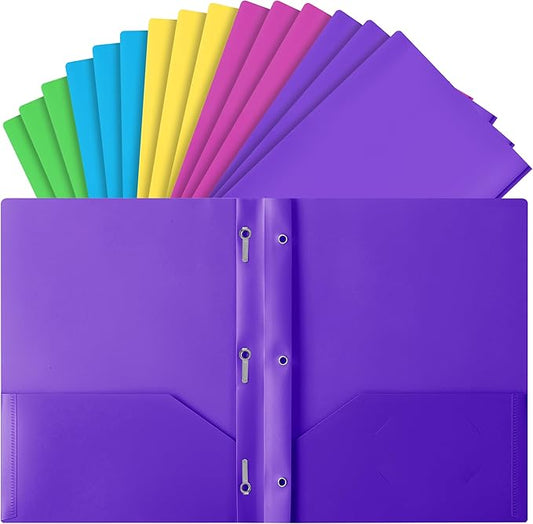 Mr. Pen- Plastic Folders with Pockets and Prongs, 15 Pack, Vibrant Colors, Pocket Folders, Folders with Prongs, File Folders with Fasteners, 2 Pocket Folder, Folder with Pockets, Two Pocket Folder