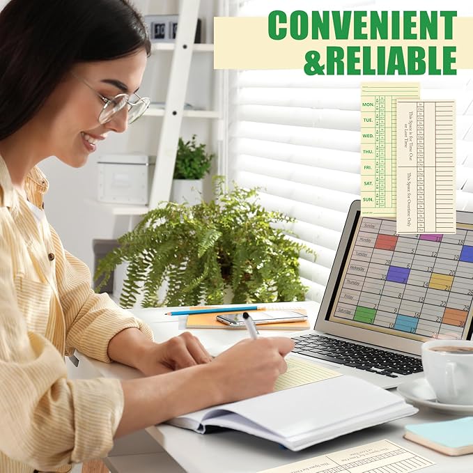 Janlaugh 1500 Pcs 3.5 x 8 Inches Time Paper Weekly, 2 Sided, Overtime Format, Named Days, Time Sheets with Deductions for Employees Weekly for Punch Time Clock Employee Attendance(120g Offset Paper)