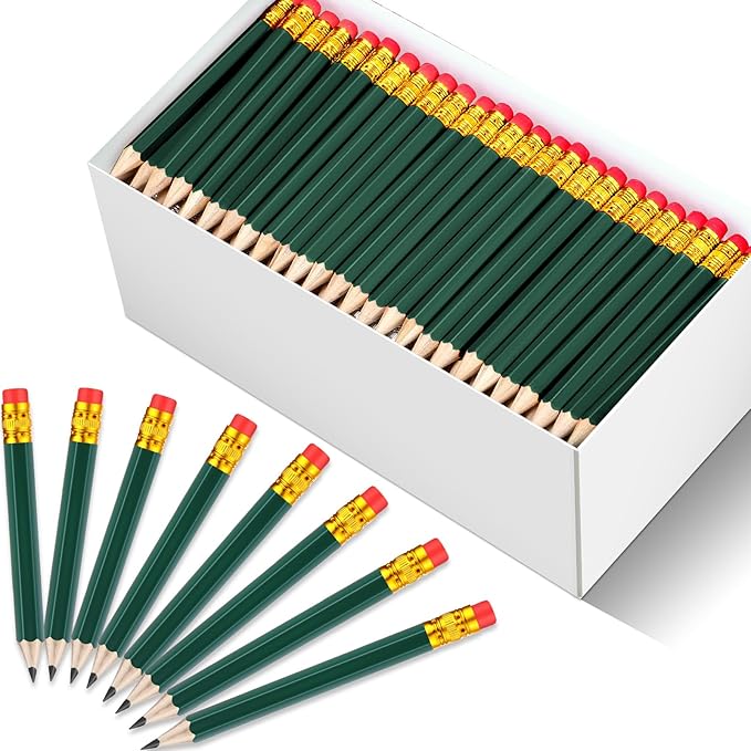 Chivao 288 Pieces Golf Mini Pencils Bulk with Eraser #2 HB Golf Short Pre Sharpened Pencils for Party Favors Office Supplies 4 Inch(Deep Green)