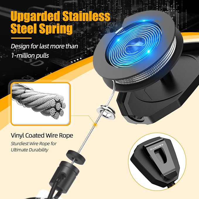Oaridey Heavy Duty Retractable Keychain with Belt Clip, Retractable Badge Holders with Carbon Fiber Front, Badge Reels Retractable with Key Ring and 31.8” Steel Cord, 9oz Rebound - 2 Pack