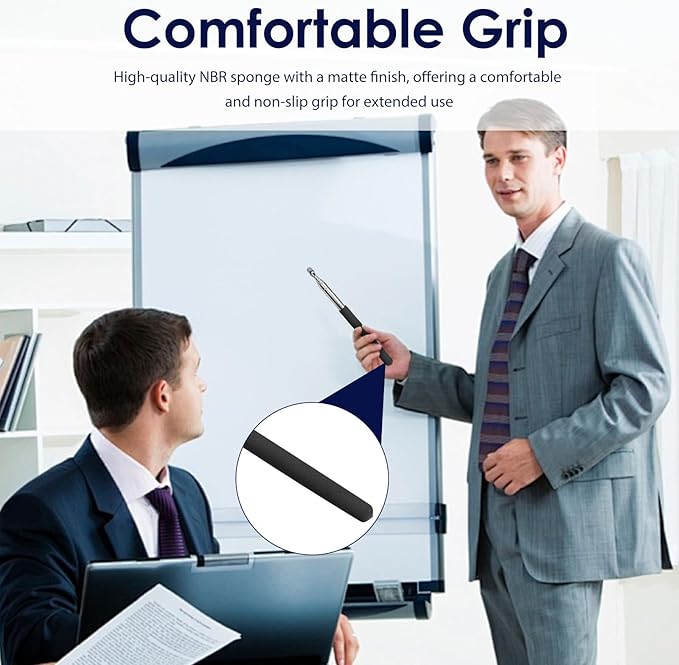 Retractable Teacher Pointer 𝟑𝟗.𝟓'', Pointer Stick with 𝗦𝘁𝘆𝗹𝘂𝘀 Smooth Sensitive Tablet Pen Stylus Pen, Teacher Coach Presenter Pointer Black