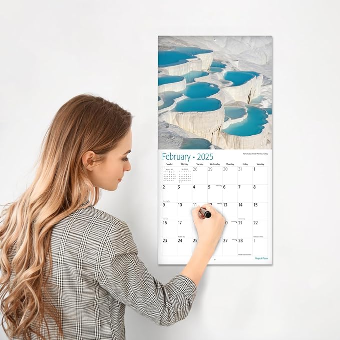 RED EMBER Magical Places 2025 Wall Calendar 12 Month | 12" x 24" Open | Thick & Sturdy Paper | Giftable | Calendar 2025