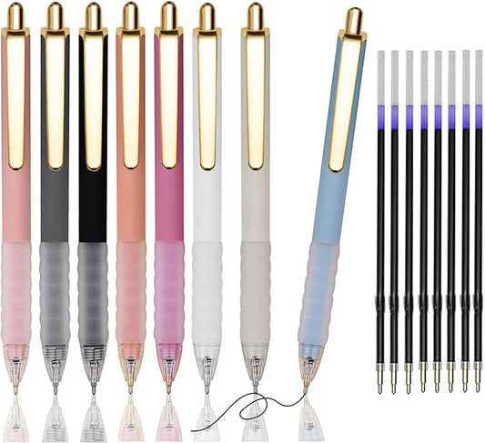 16 PCS Pens Ballpoint (8 pens+8 refills) Black Ink Pen 1.0 mm Pens Medium Point Smooth Writing Pens for Journaling Office Supplies Cute Pens for Women Men