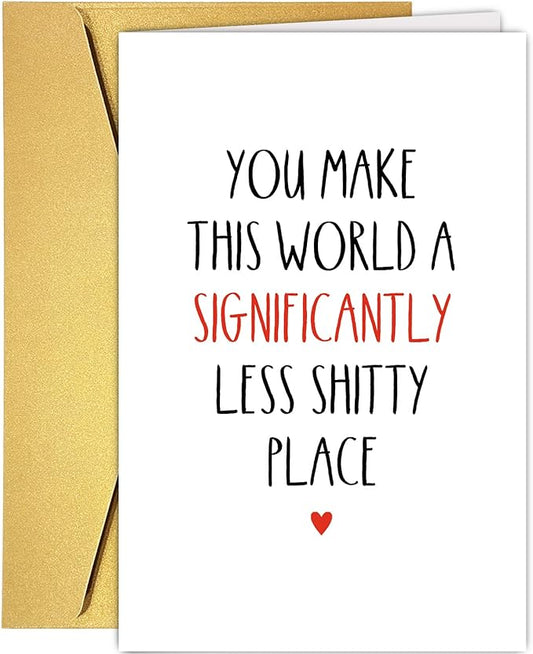 Supoeguk Funny Birthday Card for Best Friend, Bestie Birthday Card, Thank You Card for Him Her, Thinking of You Card, You Make The World Better