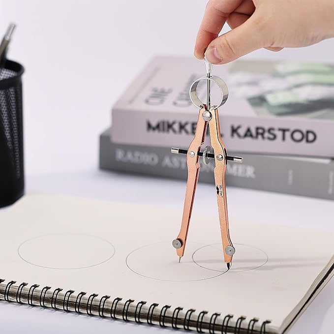 Mr. Pen Professional Geometry Compass - Rose Gold, Metal with Lock, Drawing & Drafting Compass - Extra Leads Included