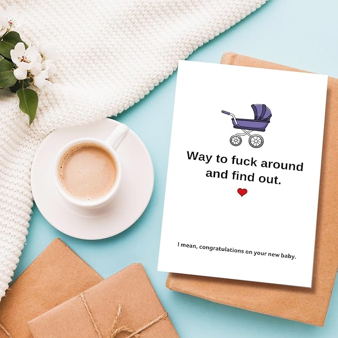 Funny Baby Shower Card for Girl Boy, Lovely New Baby Congratulations Card, Congrats on Pregnancy Card for New Mom Dad Parents, Way to F Around and Find Out