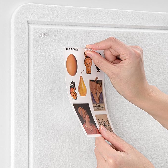 Bulletin Board, 36 x 24 inches Felt Board - Decorative Pin Board, Cork Board Alternative for Wall, 3' x 2' Foldable Picture Board Self-Adhesive Vision Board Prayer Board with 20 Pushpins - White