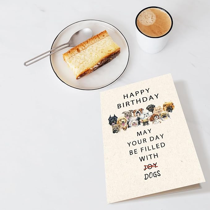 Chenive Happy Birthday Card for Dog Lover, Funny Birthday Card for Dog Mom Dog Dad, Cute Puppy Birthday Card for Him Her, May Your Day Be Filled With Dogs Bday Card