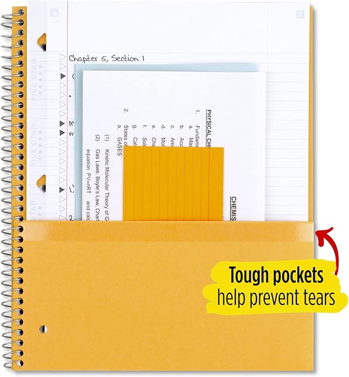 Five Star Spiral Notebook + Study App, 3 Subject, College Ruled Paper, Fights Ink Bleed, Water Resistant Cover, 8-1/2" x 11", 150 Sheets, Purple (38746)