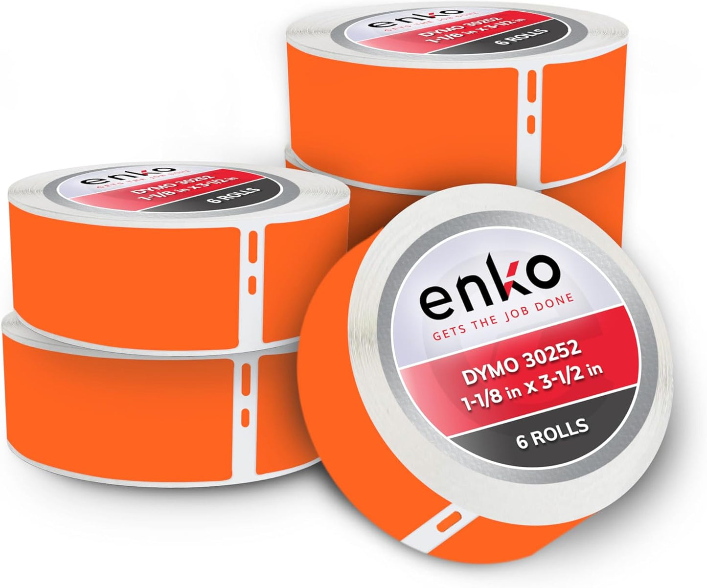 enKo [6 Rolls, 2100 Labels] Address, Shipping & Barcode Labels 30252 - Orange (1-1/8" x 3-1/2") Compatible for Dymo LabelWriter & Rollo Printer