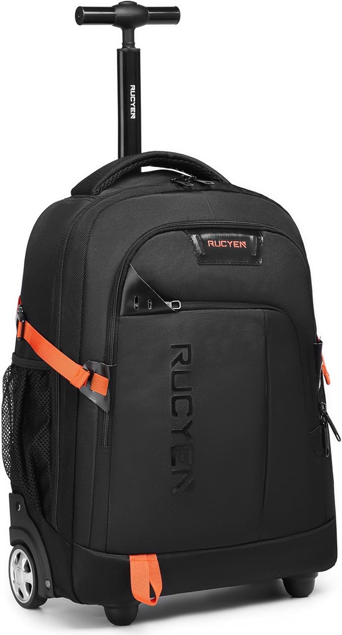 Rolling Backpack, 18 inch Laptop Travel Backpack with Wheels for Men Women, Rolling Wheeled Backpack for Business Travel