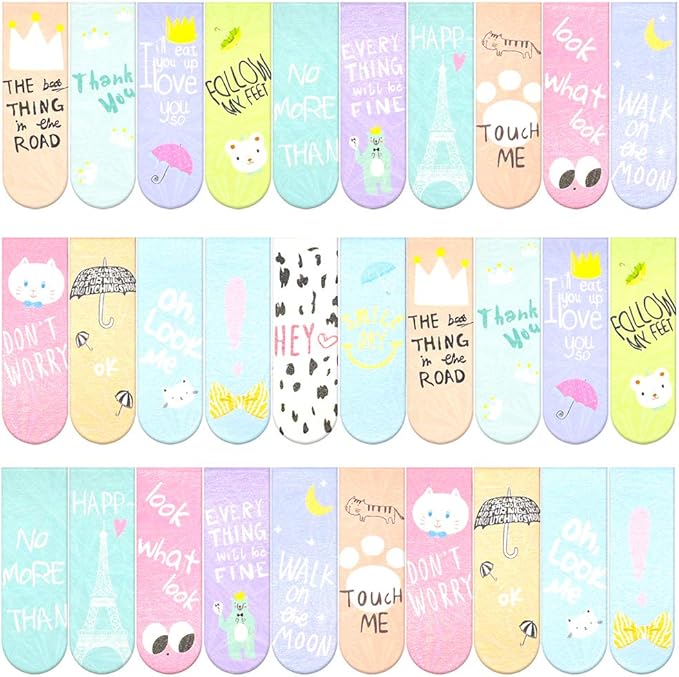 30 Pieces Cute Magnetic Bookmarks for Women/Men, Dual Sided Rainbow Film Laminated Book Markers for Girls, Funny Magnetic Bookmarks for Kids, Book Marks Bulk Page Clip Reading Giveaways (Funny Quote)