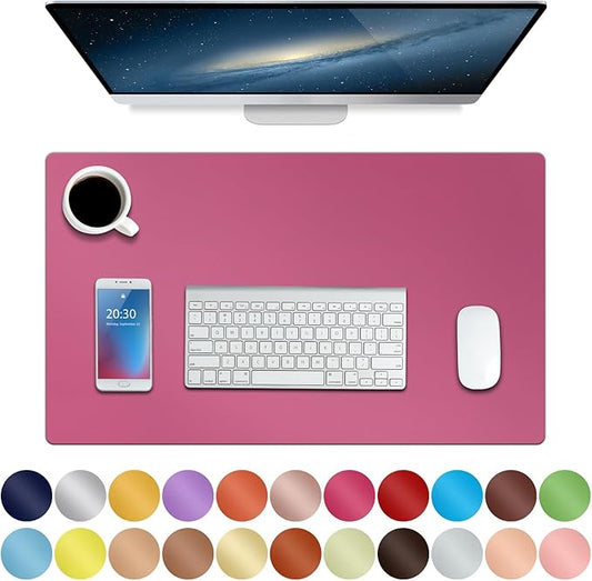 ‎Boutilon Leather Desk Pad 24"x 14" Non-Slip Mouse Pad,Office Desk Mat,Waterprooft PU Leather Desk Blotter,Desk Pad Protector,Desk Writing Pad for Home Office Decor (S-Rose Pink)