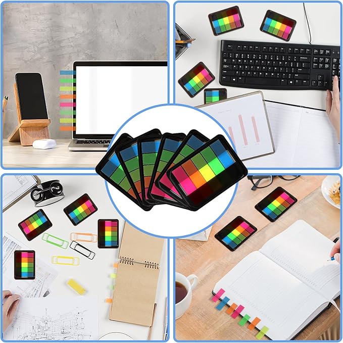 600 Pieces Sticky Index Tabs Page Flags, ALOTCHE Transparent Sticky Notes Book Sticky Tabs for Annotating Books, Neon Pop Up Index Tabs Self-Adhesive Page Marks for Classify File