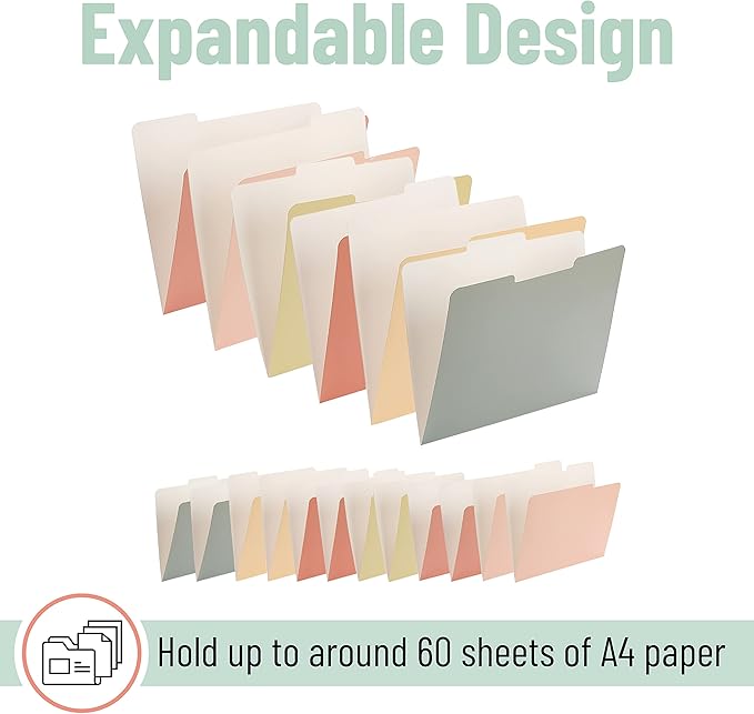 Mr. Pen File Folders - 18 Pack with Vintage Colors and 1/3-Cut Tabs - Letter Size, Colored Office Supplies