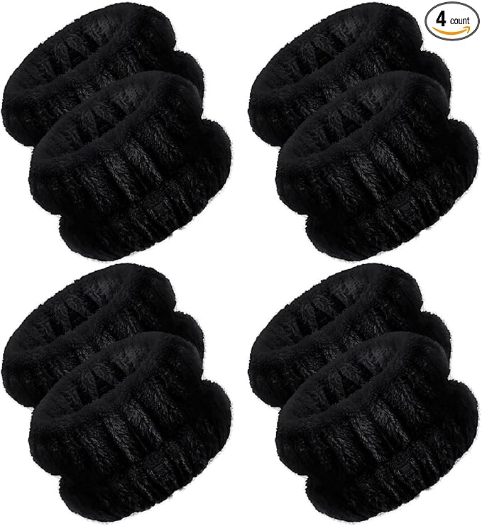 Chuangdi 4 Pairs Wrist Bands for Washing Face Wrist Spa Microfiber Wash Towel Band Scrunchies Absorbent Wristbands Sweatband for Women Prevent Liquid from Spilling