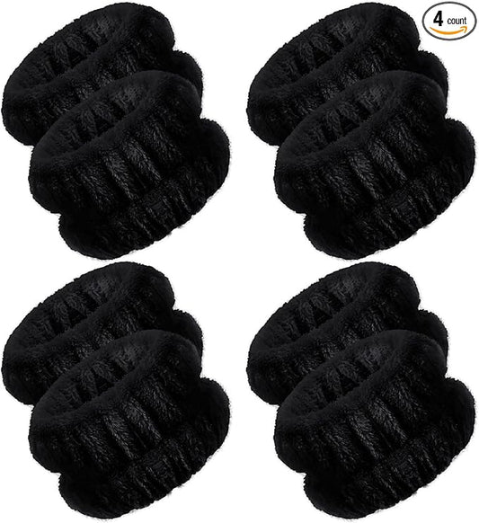 Chuangdi 4 Pairs Wrist Bands for Washing Face Wrist Spa Microfiber Wash Towel Band Scrunchies Absorbent Wristbands Sweatband for Women Prevent Liquid from Spilling