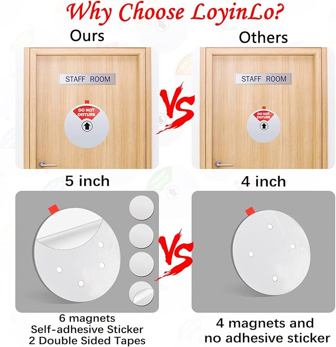 Privacy Sign,Do Not Disturb/Please Knock/Out of Office/in a Meeting Sign,Office Door Sign That Lets Others Know Whether You're Available Or Not(5inch,Silver)