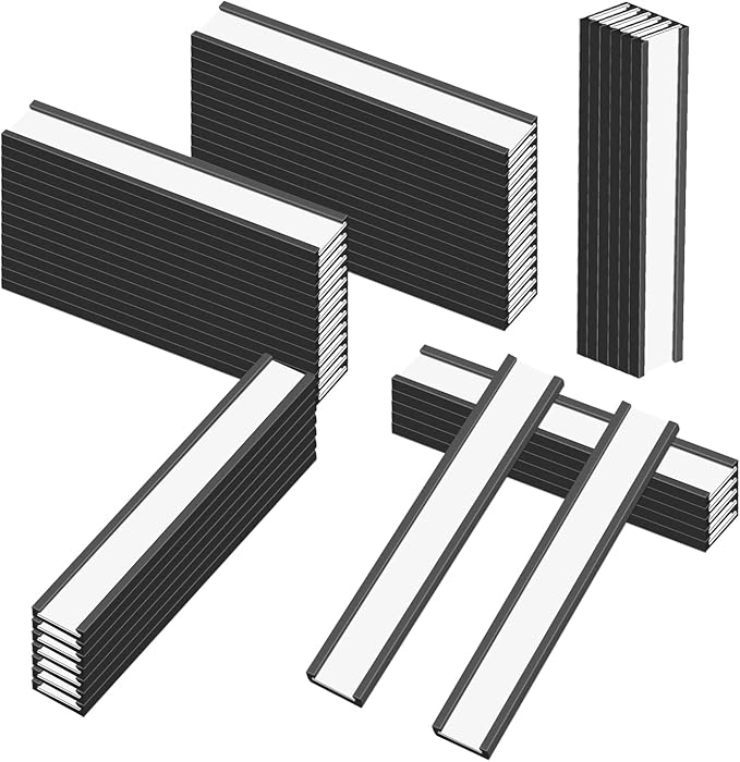 C Channel Magentic Label Holders 0.5x3 Inch with Paper Inserts and Clear Plastic Protectors,Magnetic Data Card Holders File Cabinet Labels,Pack of 50