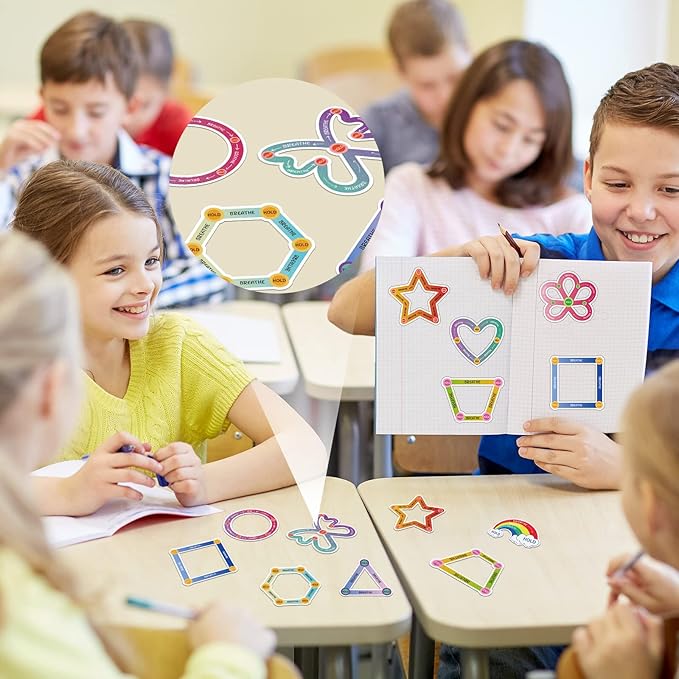 80 Pcs Anxiety Sensory Stickers with Inspirational Quotes Calm Textured Strips Relief Mental Health Stickers School Office Adhesive Sensory Tape Anti Stress Toys for Adults Teens (Shaped)