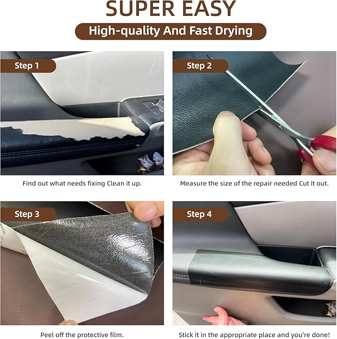 CHEIGHY Leather Repair Kit for Furniture - Advanced PU Material, Strong Self Adhesive Leather Repair Patch for Couch 17X79 inch Vinyl Repair Tape for Car Seat Upholstery Sofa Office Chair (Grey)