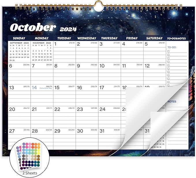 2025 Calendar, Calendar 2024-2025, 18 Months Wall Calendar July 2024 to Dec 2025 Calendar with Julian Dates, 14.8" X 11.5" (Starry Sky)