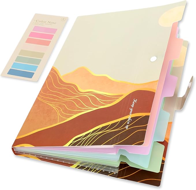 Ddaowanx Expanding File Folder, Letter A4 Size Accordion Plastic File Organizer, 5 Pocket Folders for Documents, Aesthetic Folder with Labels, Paper Organizer for School Office (Bohemian Printed 3)