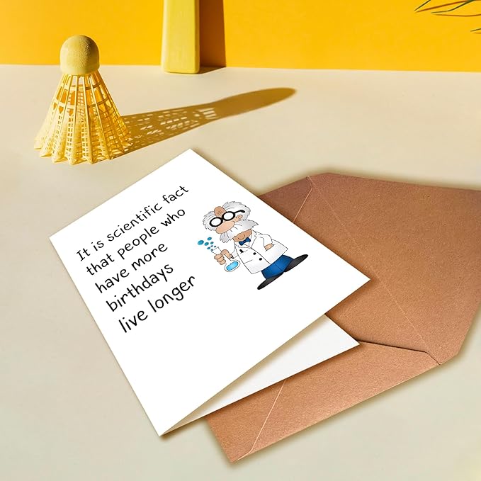 Funny Birthday Card For Old Men or Women, Humorous Greeting Card for Him or Her, 5x7 inches, Modern Style, Unisex-Adults