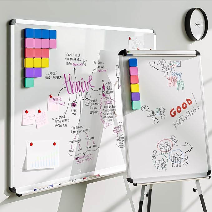 MaxGear 108 Pack Dry Erase Erasers, Magnetic Whiteboard Dry Erasers for Classroom, Mini Whiteboard Cleaning Pads, Chalkboard Wiper Teacher Supplies for School, Office, Home （6 Color Set, 2 x 2 Inch