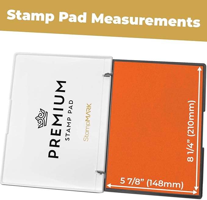 Premium Stamp Pad Extra Large Size 6" x 8" - for Traditional Rubber Stamps - Felt Pad Orange Color