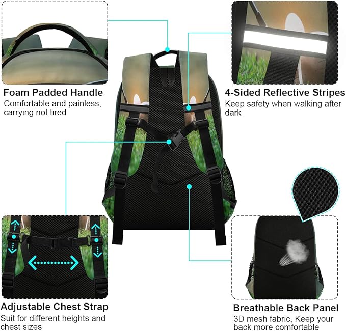 AUUXVA Golf Ball Sport Grass Backpack School Bookbag Laptop Purse Casual Daypack for Teen Girls Women Boys Men College Travel