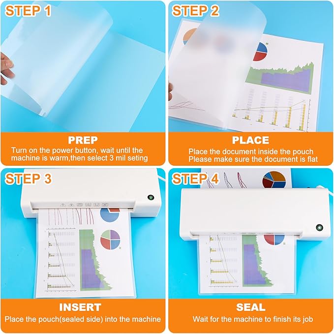 CAREGY Thermal Laminating Pouches, 300 Pack Laminating Sheets, 3 Mil, 9 x 11.5 Inches Lamination Sheet Paper for Laminator, Clear, Letter Size, Office and School Supplies