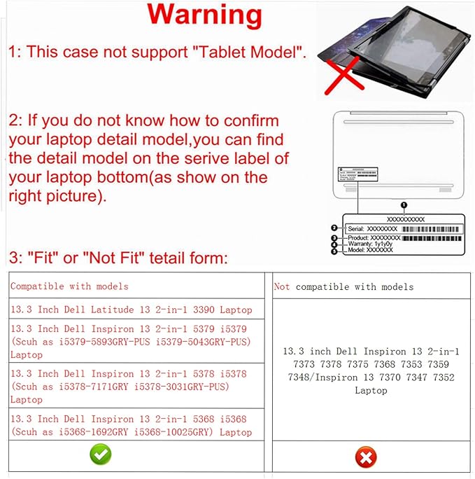 Alapmk Protective Case Cover for 13.3" Dell Inspiron 13 2-in-1 5378 5368 5379 i5378 i5368 i5379 & Latitude 13 2-in-1 3390 Laptop (Warning:Only fit Model 5378 5368 5379),Black